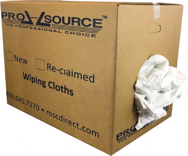 PRO-SOURCE - Cotton Reclaimed Rags - White, Sheeting, Lint Free, 50 Lbs. at 3 to 5 per Pound, Box - Exact Tooling