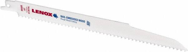 Lenox - 9" Long x 3/4" Thick, Bi-Metal Reciprocating Saw Blade - Straight Profile, 6 TPI, Toothed Edge - Exact Tooling
