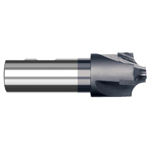 0.2500″ (1/4″) Radius × 0.4060″ (13/32″) Pilot Diameter Carbide Tipped 5° Flare Corner Rounding End Mill, 3 Flutes, AlTiN Coated - Exact Tooling