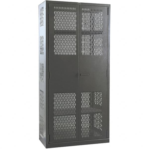Hallowell - 4 Shelf Locking Storage Cabinet - Steel, 36" Wide x 24" Deep x 78" High, Gray - Exact Tooling