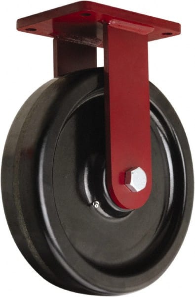 Hamilton - 12" Diam x 3" Wide x 14-1/2" OAH Top Plate Mount Rigid Caster - Phenolic, 3,500 Lb Capacity, Straight Roller Bearing, 5-1/2 x 7-1/2" Plate - Exact Tooling