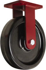 Hamilton - 12" Diam x 3" Wide x 14-1/2" OAH Top Plate Mount Rigid Caster - Phenolic, 3,500 Lb Capacity, Straight Roller Bearing, 5-1/2 x 7-1/2" Plate - Exact Tooling