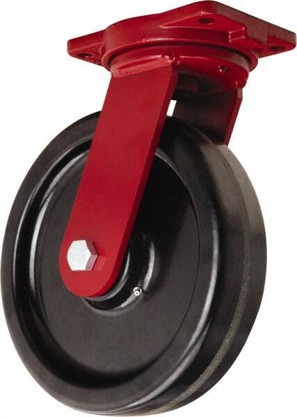 Hamilton - 12" Diam x 3" Wide x 14-1/2" OAH Top Plate Mount Swivel Caster - Phenolic, 3,500 Lb Capacity, Straight Roller Bearing, 6-1/8 x 7-1/2" Plate - Exact Tooling