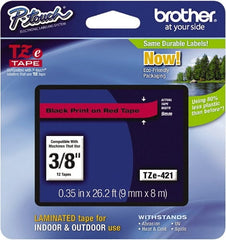 Brother - 3/8" Wide, Red Tape Cassette - For Label Maker - Exact Tooling
