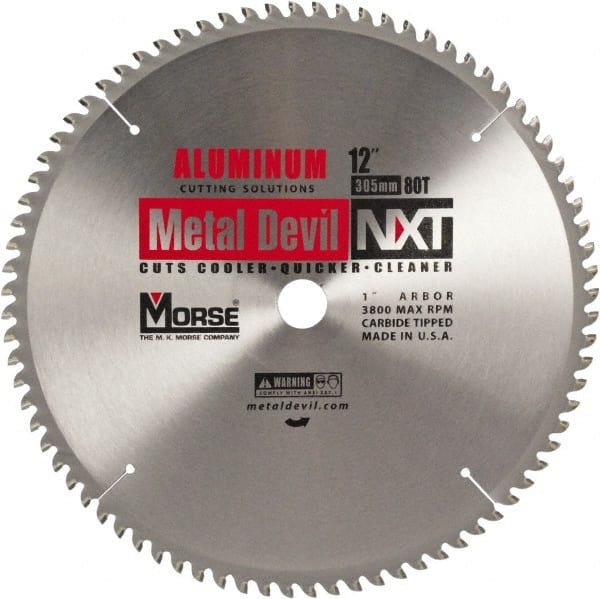M.K. MORSE - 12" Diam, 1" Arbor Hole Diam, 80 Tooth Wet & Dry Cut Saw Blade - Steel, Standard Round Arbor - Exact Tooling