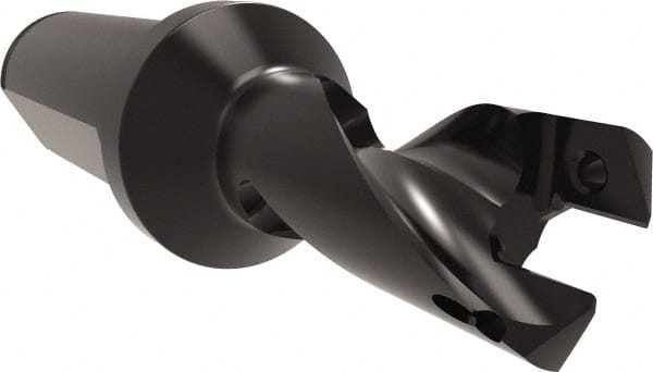 Allied Machine and Engineering - Series 18, 18 to 20mm Diam, 1" Diam Straight Shank with Flange, Helical Flute Spade Drill - 7/8" Max Depth, 2-13/64" Body Length, 4-31/64" OAL, Short Length, Through Coolant - Exact Tooling