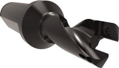 Allied Machine and Engineering - Series 18, 18 to 20mm Diam, 1" Diam Straight Shank with Flange, Helical Flute Spade Drill - 7/8" Max Depth, 2-13/64" Body Length, 4-31/64" OAL, Short Length, Through Coolant - Exact Tooling