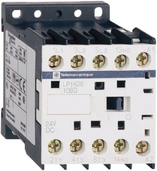 Schneider Electric - 3 Pole, 24 Coil VDC, 16 Amp at 690 VAC, 20 Amp at 440 VAC and 9 Amp at 440 VAC, Nonreversible IEC Contactor - BS 5424, CSA, IEC 60947, NF C 63-110, RoHS Compliant, UL Listed, VDE 0660 - Exact Tooling