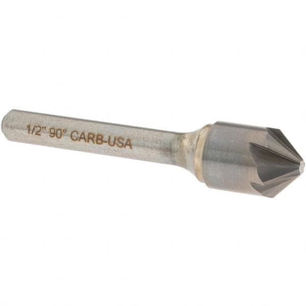 OSG - 1/2" Head Diam, 1/4" Shank Diam, Multi Flute 90° Solid Carbide Countersink - Exact Tooling