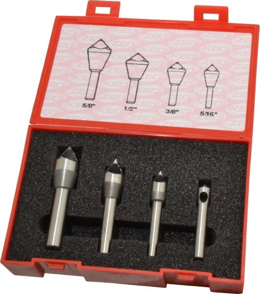 Keo - 4 Piece, 5/16 to 5/8" Head Diam, 60° Included Angle, Single End Countersink Set - Exact Tooling