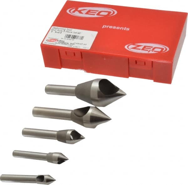 Keo - 5 Piece, 5/16 to 1" Head Diam, 60° Included Angle, Single End Countersink Set - Exact Tooling