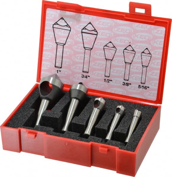 Keo - 5 Piece, 5/16 to 1" Head Diam, 90° Included Angle, Single End Countersink Set - Exact Tooling