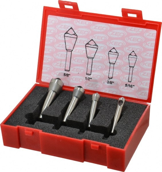 Keo - 4 Piece, 5/16 to 5/8" Head Diam, 100° Included Angle, Single End Countersink Set - Exact Tooling