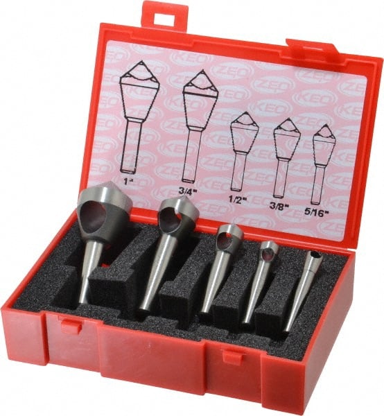 Keo - 5 Piece, 5/16 to 1" Head Diam, 100° Included Angle, Single End Countersink Set - Exact Tooling