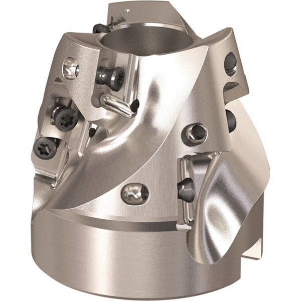 Seco - 51.5mm Cut Diam, 22mm Arbor Hole, 31mm Max Depth of Cut, 75° Indexable Chamfer & Angle Face Mill - 9 Inserts, XO.. 1204 Insert, Right Hand Cut, 9 Flutes, Through Coolant, Series R220.49 - Exact Tooling