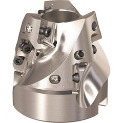 Seco - 2.028" Cut Diam, 3/4" Arbor Hole, 1.191" Max Depth of Cut, 75° Indexable Chamfer & Angle Face Mill - 9 Inserts, XO.. 1204 Insert, Right Hand Cut, 3 Flutes, Through Coolant, Series R220.49 - Exact Tooling