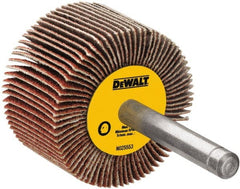 DeWALT - 3" Diam x 1" Face Width, Coarse Aluminum Oxide Coated Mounted Flap Wheel - 1/4" Shank Mount, 40 Grit, Cloth Backing, 20,000 Max RPM - Exact Tooling