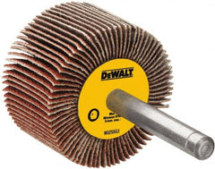 DeWALT - 3" Diam x 1" Face Width, Medium Aluminum Oxide Coated Mounted Flap Wheel - 1/4" Shank Mount, 80 Grit, Cloth Backing, 20,000 Max RPM - Exact Tooling