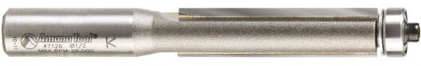Amana Tool - 1/2" Cut Diam, 2" Length of Cut, 2 Flute Flush Trim Edge Profile Router Bit - Carbide-Tipped, 1/2" Shank Diam, 4-1/4" OAL, Uncoated - Exact Tooling