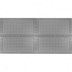 Kennedy - 18" Wide x 36" High Industrial Steel Tool Peg Board System - 4 Panels, 60 Hooks, Steel, Gray - Exact Tooling