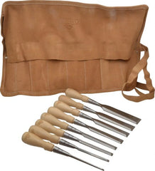Stanley - 8 Piece Wood Chisel Set - 13-1/4" OAL, Hornbeam Wood, Sizes Included 1/8 to 1-1/4" - Exact Tooling
