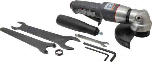 Ingersoll-Rand - 5" Wheel Diam, 12,000 RPM, Pneumatic Angle & Disc Grinder - 5/8-11 Spindle, 41 CFM, Rear Exhaust - Exact Tooling