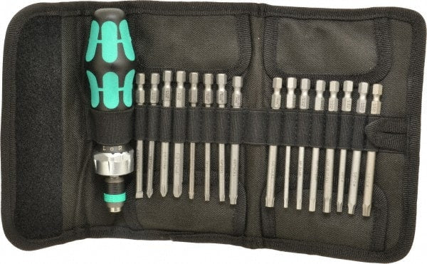 Wera - 17 Piece, Screwdriver Bit and Socket Set - #1, #2 & #3 Phillips - Exact Tooling