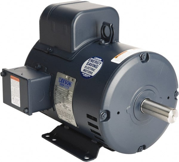 Leeson - 7-1/2 Max hp, 3,600 Max RPM, Capacitor Start Electric AC DC Motor - 230 V Input, Single Phase, 184T Frame, 1-1/8" Shaft Diam, Rigid Base Mount, Drip-proof Enclosure - Exact Tooling