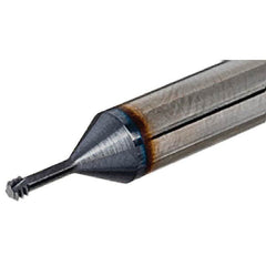 Iscar - M12x1.75 ISO, 0.354" Cutting Diam, 3 Flute, Solid Carbide Helical Flute Thread Mill - Internal Thread, 1.02" LOC, 3" OAL, 3/8" Shank Diam - Exact Tooling