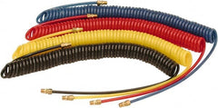 Parker - 1/4" ID, 3/8 Thread, 25' Long, Yellow 98 Durometer Polyurethane Coiled & Self Storing Hose - 180 Max psi, Male Rigid x Male Swivel - Exact Tooling