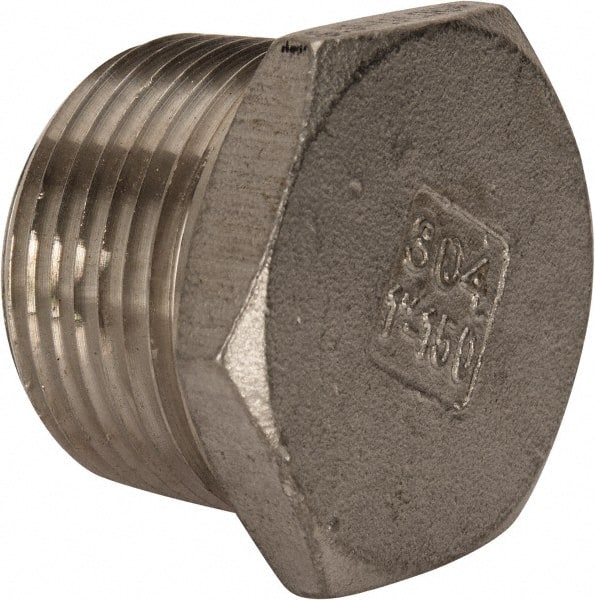 Value Collection - 1" Grade 304 Stainless Steel Pipe Hex Head Plug - MNPT End Connections, 150 psi - Exact Tooling
