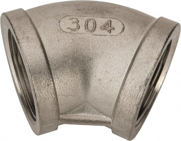 Value Collection - 1-1/2" Grade 304 Stainless Steel Pipe 45° Elbow - FNPT x FNPT End Connections, 150 psi - Exact Tooling