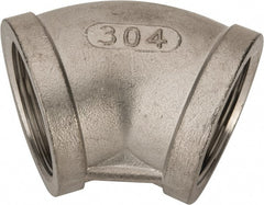 Value Collection - 1-1/2" Grade 304 Stainless Steel Pipe 45° Elbow - FNPT x FNPT End Connections, 150 psi - Exact Tooling