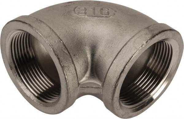Value Collection - 1-1/2" Grade 316 Stainless Steel Pipe 90° Elbow - FNPT x FNPT End Connections, 150 psi - Exact Tooling