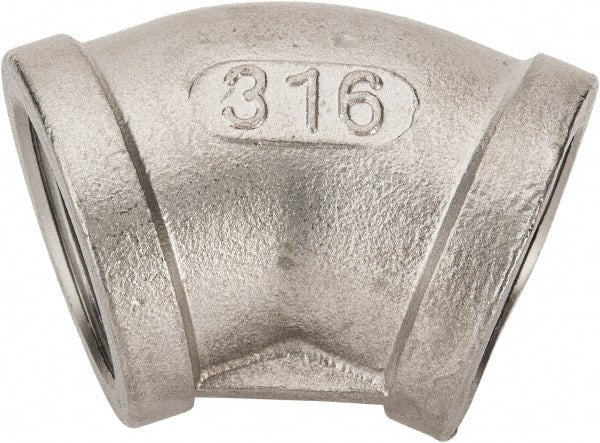 Value Collection - 1" Grade 316 Stainless Steel Pipe 45° Elbow - FNPT x FNPT End Connections, 150 psi - Exact Tooling