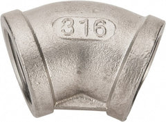 Value Collection - 1" Grade 316 Stainless Steel Pipe 45° Elbow - FNPT x FNPT End Connections, 150 psi - Exact Tooling