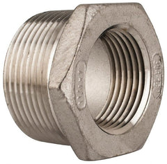 Merit Brass - 1-1/4 x 1" Grade 304 Stainless Steel Pipe Hex Bushing - MNPT x FNPT End Connections, 150 psi - Exact Tooling