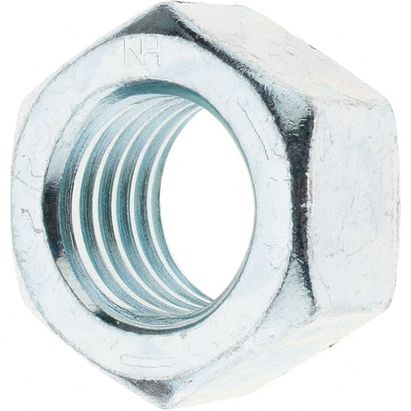 Made in USA - 1-1/8 - 7 UNC Steel Right Hand Hex Nut - 1-11/16" Across Flats, 31/32" High, Zinc Clear Finish - Exact Tooling
