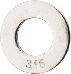 Value Collection - 5/8" Screw, Grade 316 Stainless Steel Standard Flat Washer - 11/16" ID x 1-3/4" OD, 0.134" Thick - Exact Tooling