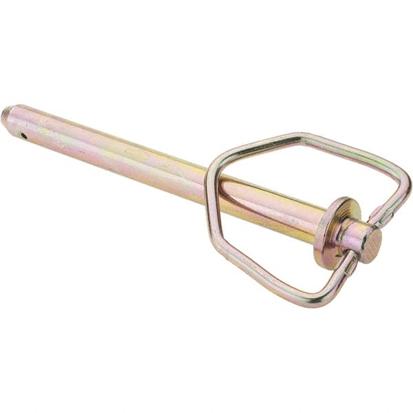 Value Collection - 5/8" Pin Diam, 7-5/8" Long, Zinc Plated Steel Pin Lock Hitch Pin - 6" Usable Length - Exact Tooling