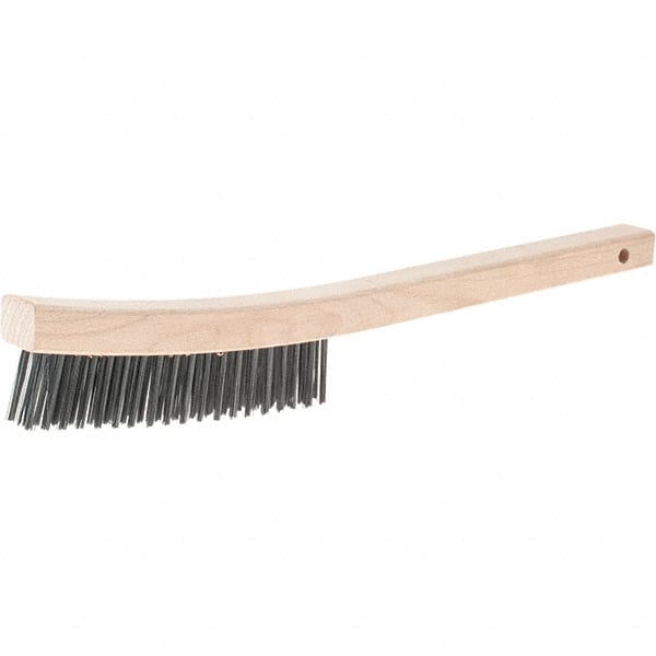 Weiler - 3 Rows x 19 Columns Steel Scratch Brush - 14" Brush Length, 14" OAL, 1-3/16 Trim Length, Wood Handle - Exact Tooling