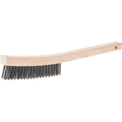 Weiler - 3 Rows x 19 Columns Steel Scratch Brush - 14" Brush Length, 14" OAL, 1-3/16 Trim Length, Wood Handle - Exact Tooling