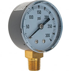 Value Collection - 2" Dial, 1/4 Thread, 0-300 Scale Range, Pressure Gauge - Lower Connection Mount - Exact Tooling