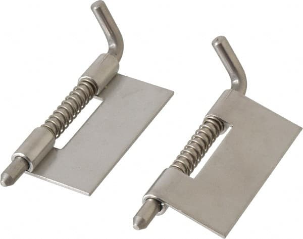 Value Collection - 7/8" Wide x 0.05" Thick, Spring Loaded Latch Hinge - Stainless Steel, Zinc Plated Finish - Exact Tooling