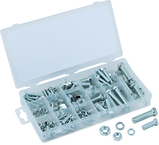 240 Pc. USS Nut & Bolt Assortment - Bolts; hex nuts and washers. Zinc oxide finish - Exact Tooling