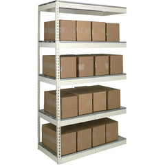 Hallowell - 5 Shelf Add-On Open Steel Shelving - 1 Lb Capacity, 96" Wide x 120" High x 48" Deep, Tan - Exact Tooling