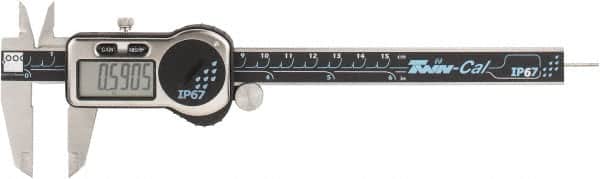 TESA Brown & Sharpe - 0 to 150mm Range, 0.01mm Resolution, IP67 Electronic Caliper - Stainless Steel with 40mm Stainless Steel Jaws, 0.03mm Accuracy - Exact Tooling