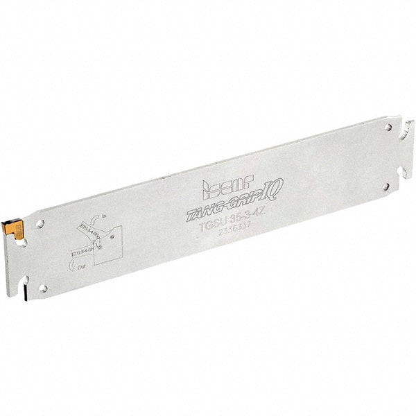 Iscar - 1.378" Blade Height, 6mm Blade Width, 180mm OAL, Neutral Cut, Single End Indexable Cut-Off Blade - TGSU Blade, Tang-GripIQ Series - Exact Tooling