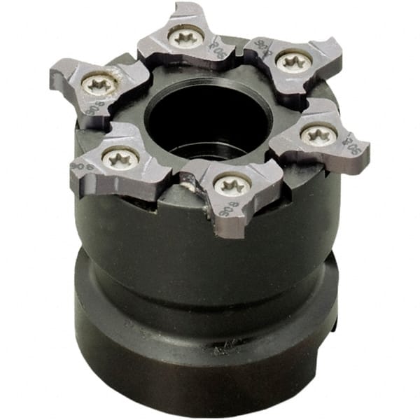 Iscar - Arbor Hole Connection, 0.256" Cutting Width, 0.189" Depth of Cut, 2" Cutter Diam, 3/4" Hole Diam, 6 Tooth Indexable Slotting Cutter - TRIB-SM Toolholder, TRI Insert, Right Hand Cutting Direction - Exact Tooling