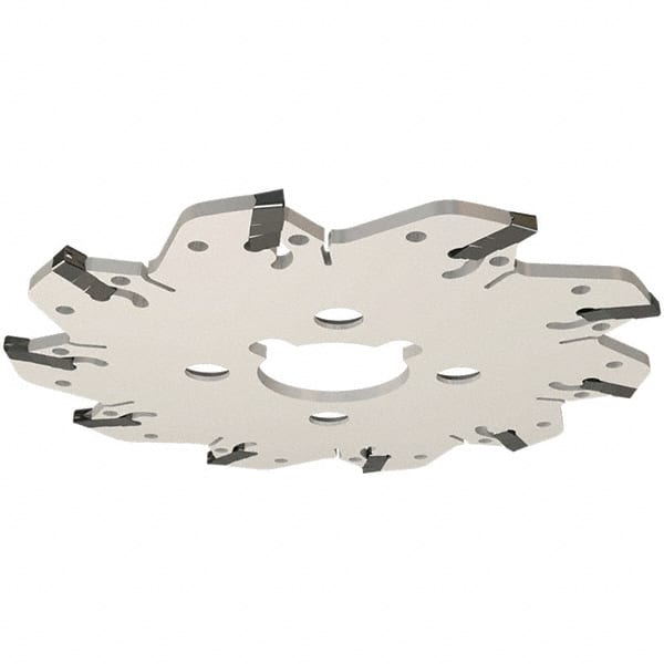 Iscar - Arbor Hole Connection, 0.132" Cutting Width, 1.14" Depth of Cut, 3.94" Cutter Diam, 1" Hole Diam, 6 Tooth Indexable Slotting Cutter - GM Toolholder, GIM, GIMY, GIP Insert, Right Hand Cutting Direction - Exact Tooling